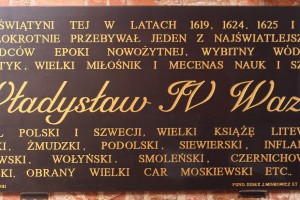 Tablica upamiętniająca wizytacje króla Władysława IV Wazę